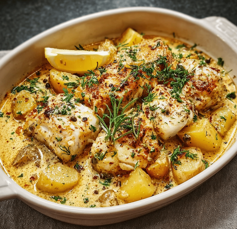 Cod Potatoes in Rosemary Cream Sauce e1763233023958