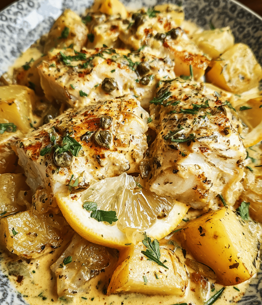 Cod & Potatoes in Rosemary Cream Sauce 4 Cod Potatoes in Rosemary Cream Sauce1