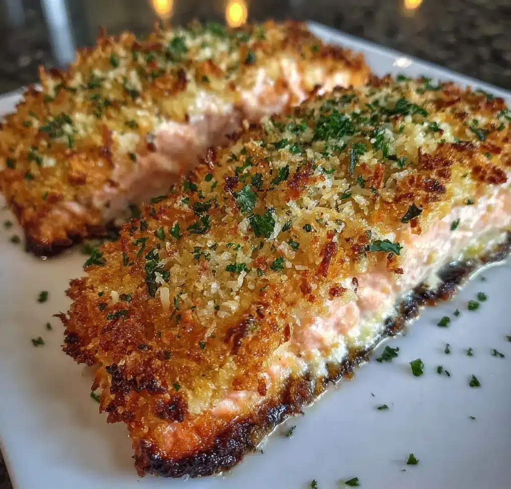 Crispy Parmesan Crusted Baked Salmon