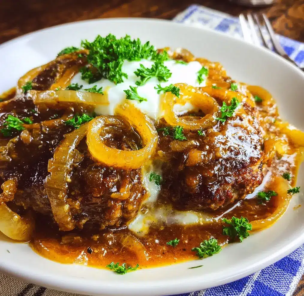 French Onion Salisbury Steak forklioo