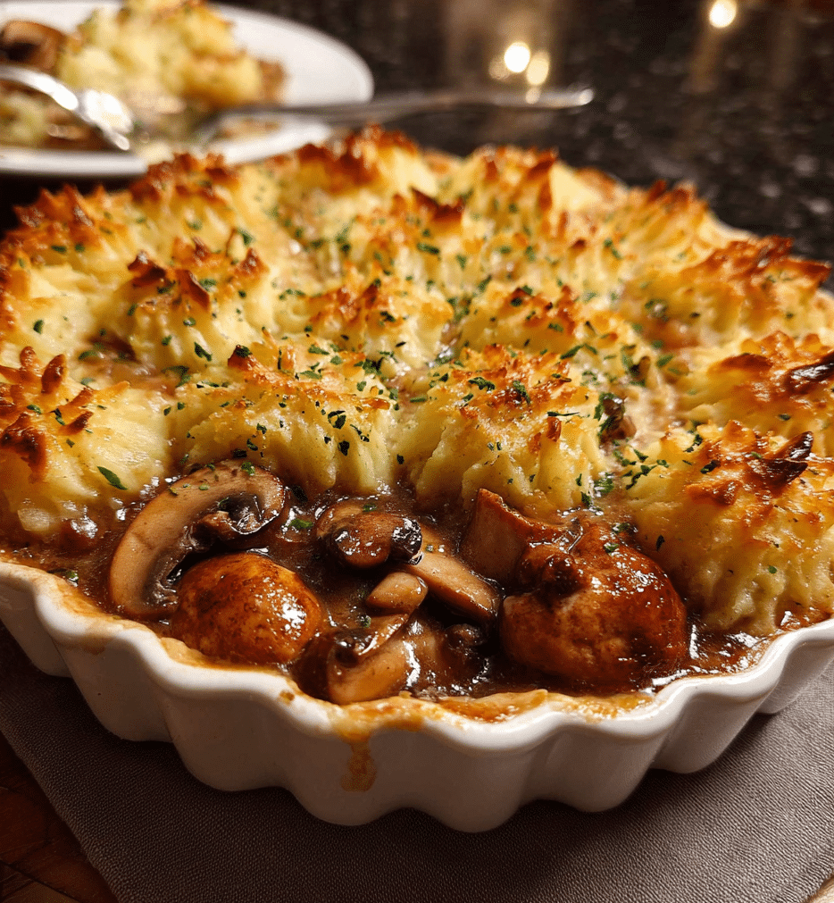 Chicken Mushroom Pie with Duchess Potato 5 Chicken Mushroom Pie