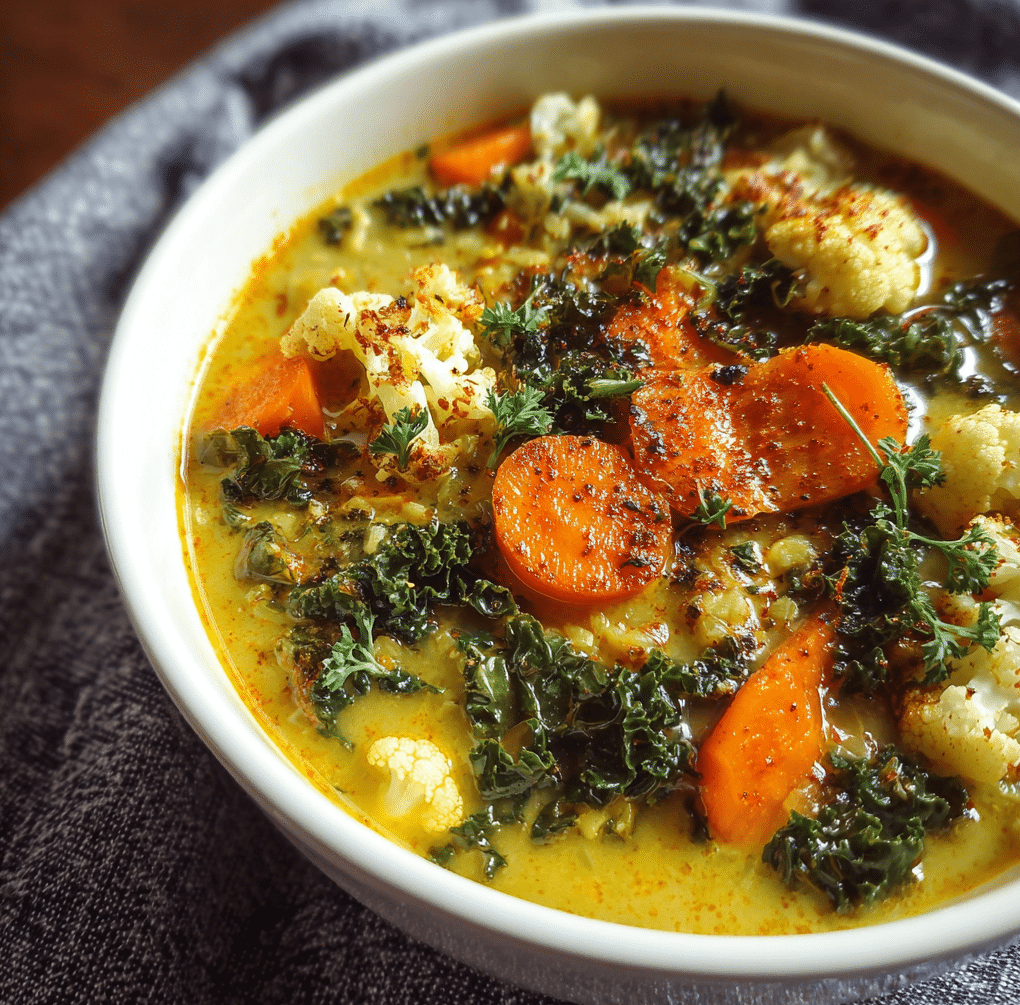 Curried Cauliflower Carrot Kale Soup 1 e1765817997836