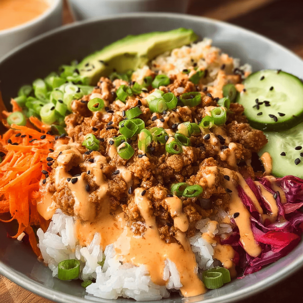 Ground Turkey Rice Bowls with Bang Bang Sauce 1