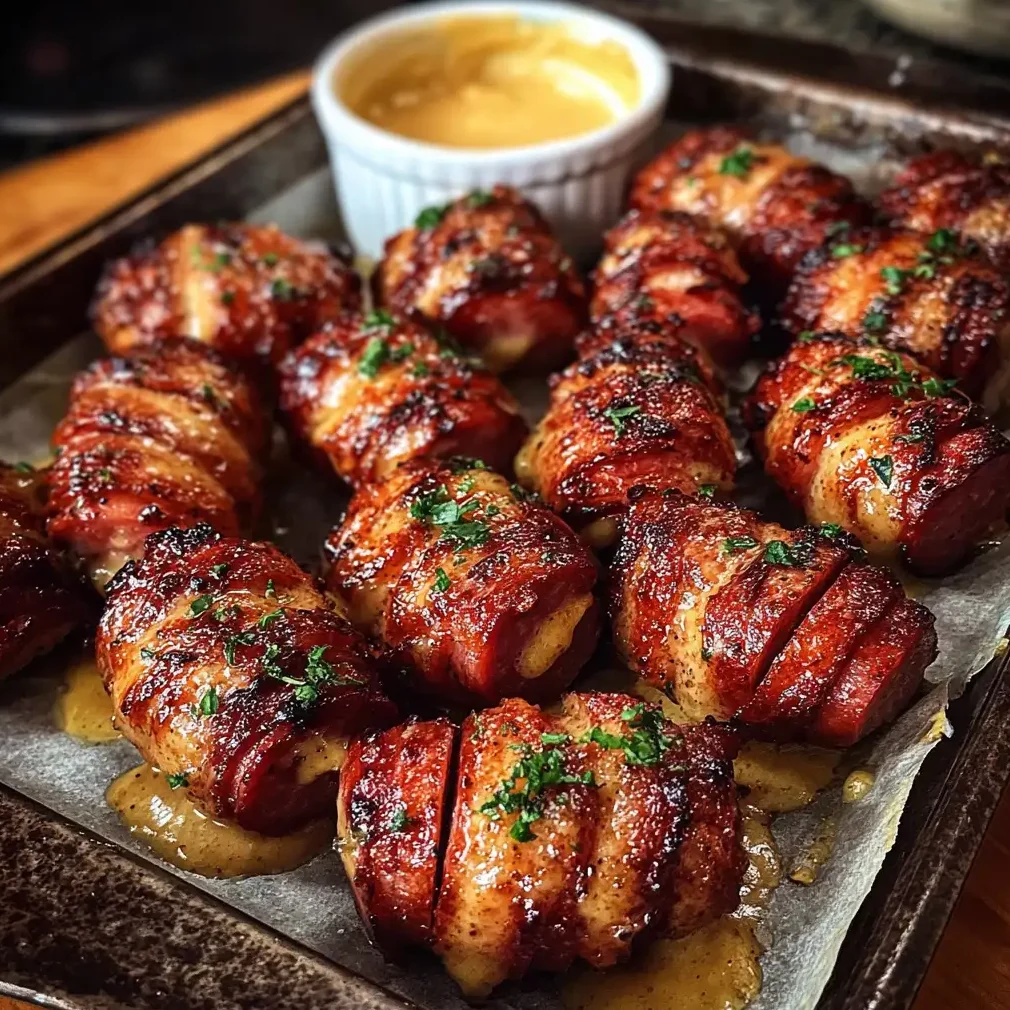 Mustard Hasselback Kielbasa Bites recipe e1764896992316