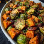 Roasted Brussels Sprouts and Sweet Potatoes 1