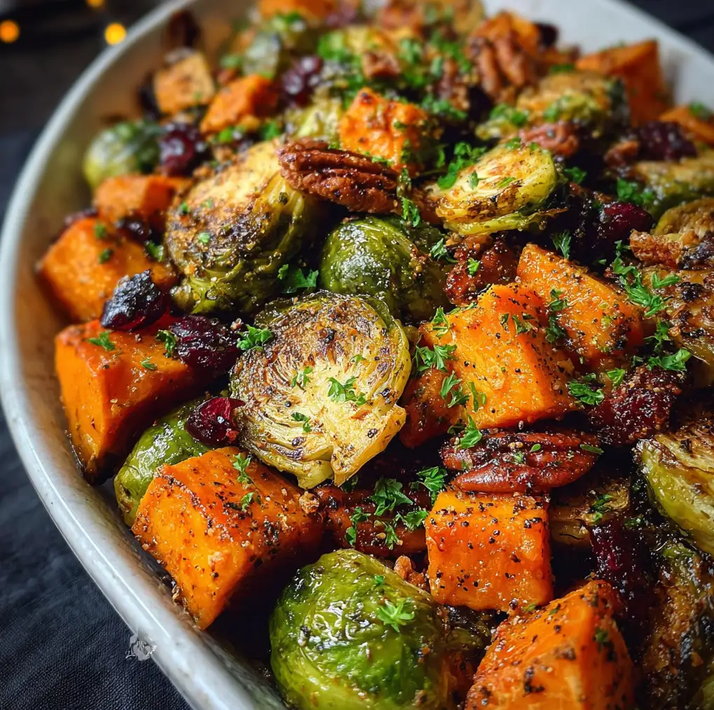Roasted Brussels Sprouts and Sweet Potatoes 1