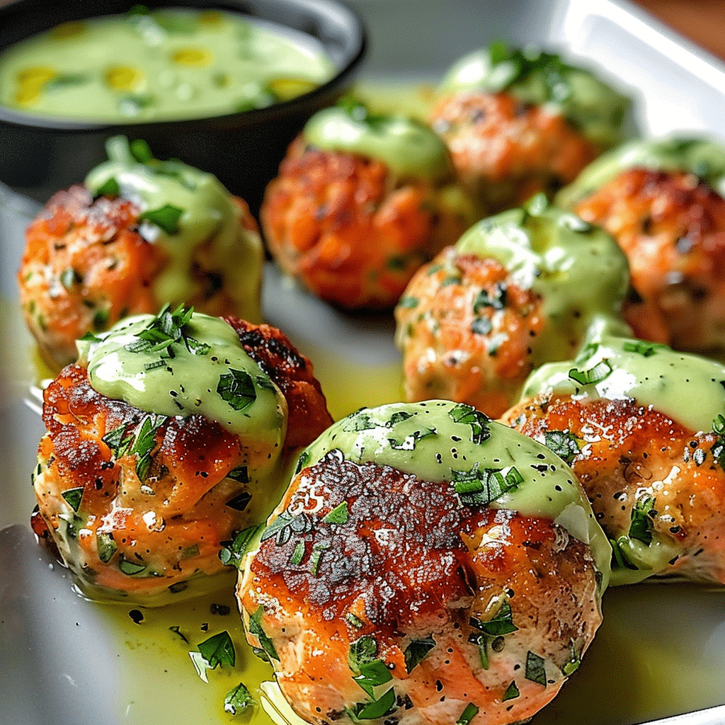 Baked Salmon Meatballs with Creamy Avocado Sauce 4 Baked Salmon Meatballs with Creamy Avocado Sauce 1
