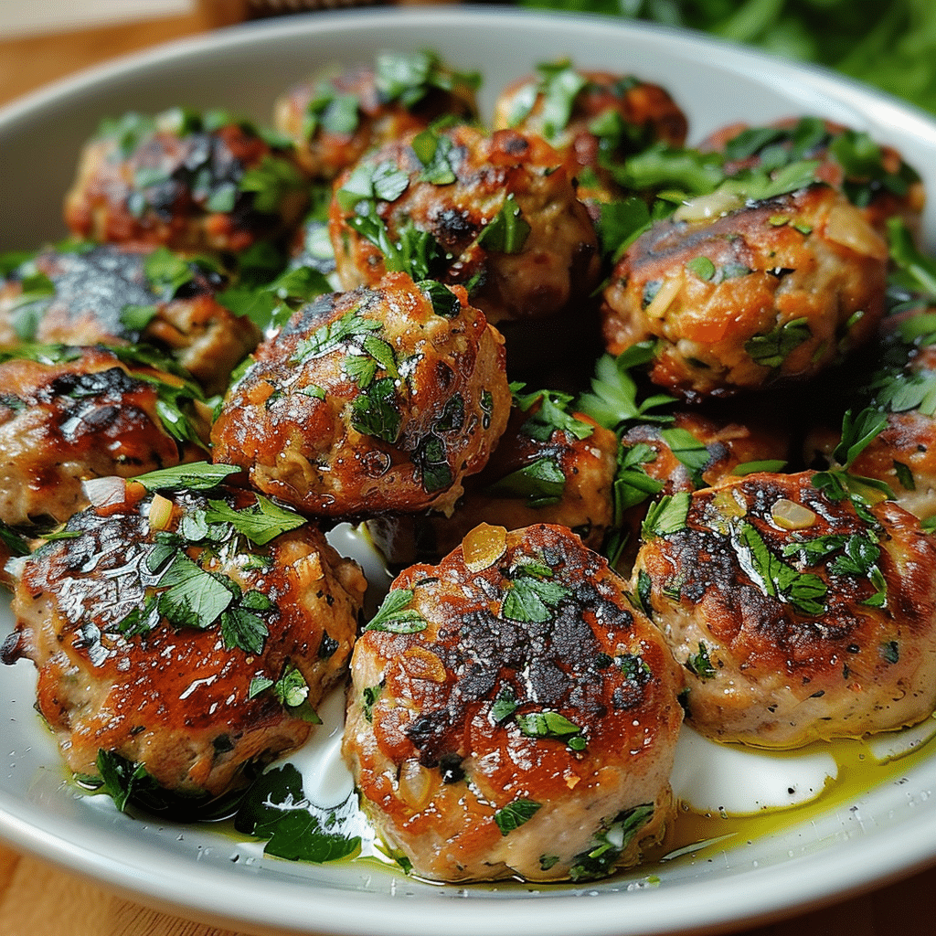 Chicken Kofta Garlic Yogurt 4 Chicken Kofta with Garlic Yogurt Sauce 1