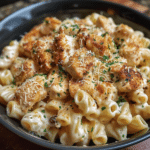 Crockpot Garlic Parmesan Chicken Pasta