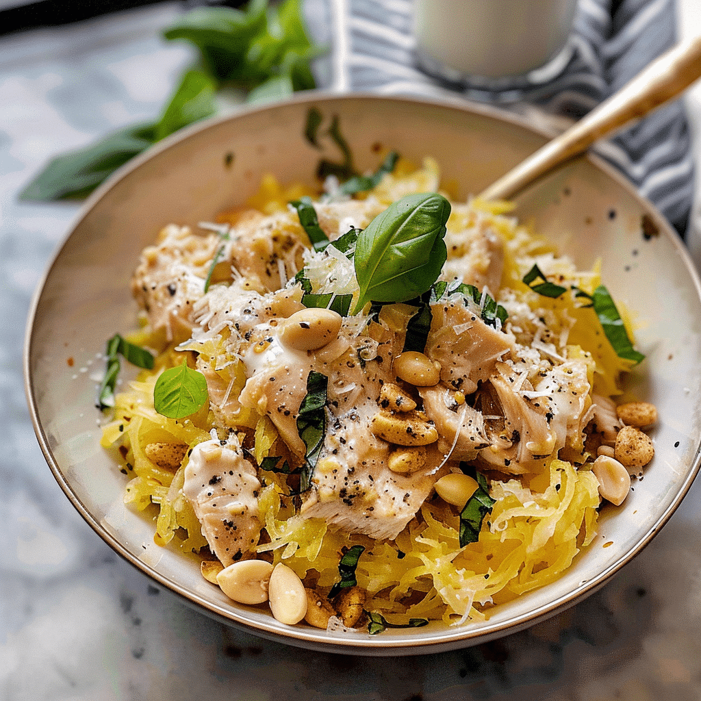 Dairy Free Spaghetti Squash Chicken Alfredo 1