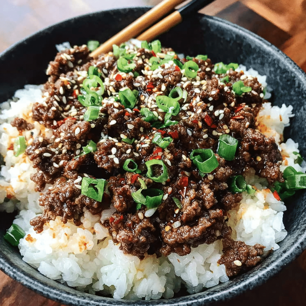 Korean Ground Beef and Rice Bowls