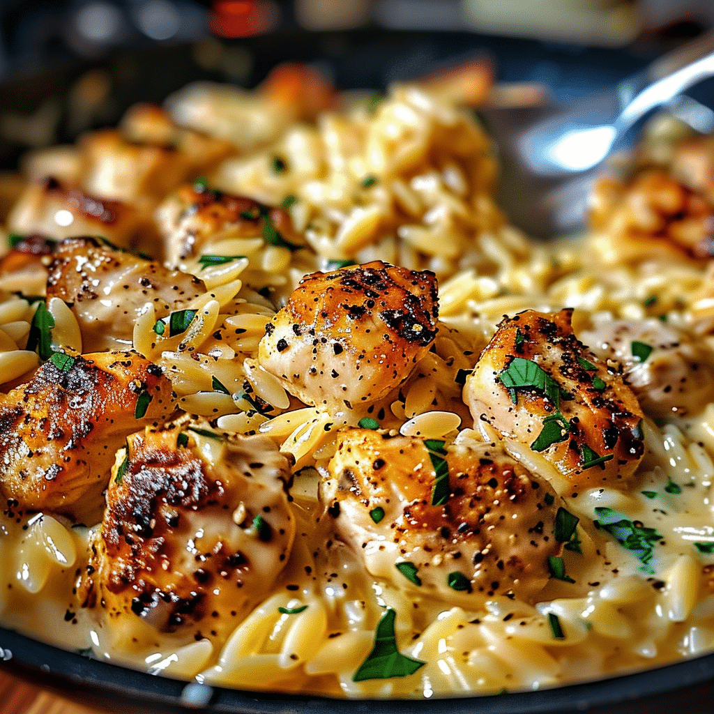 One Pot Cajun Chicken Alfredo Orzo 1