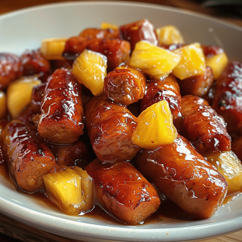 Pineapple Brown Sugar Mississippi Lil Smokies Bites Sweet Savory Party Snack 1