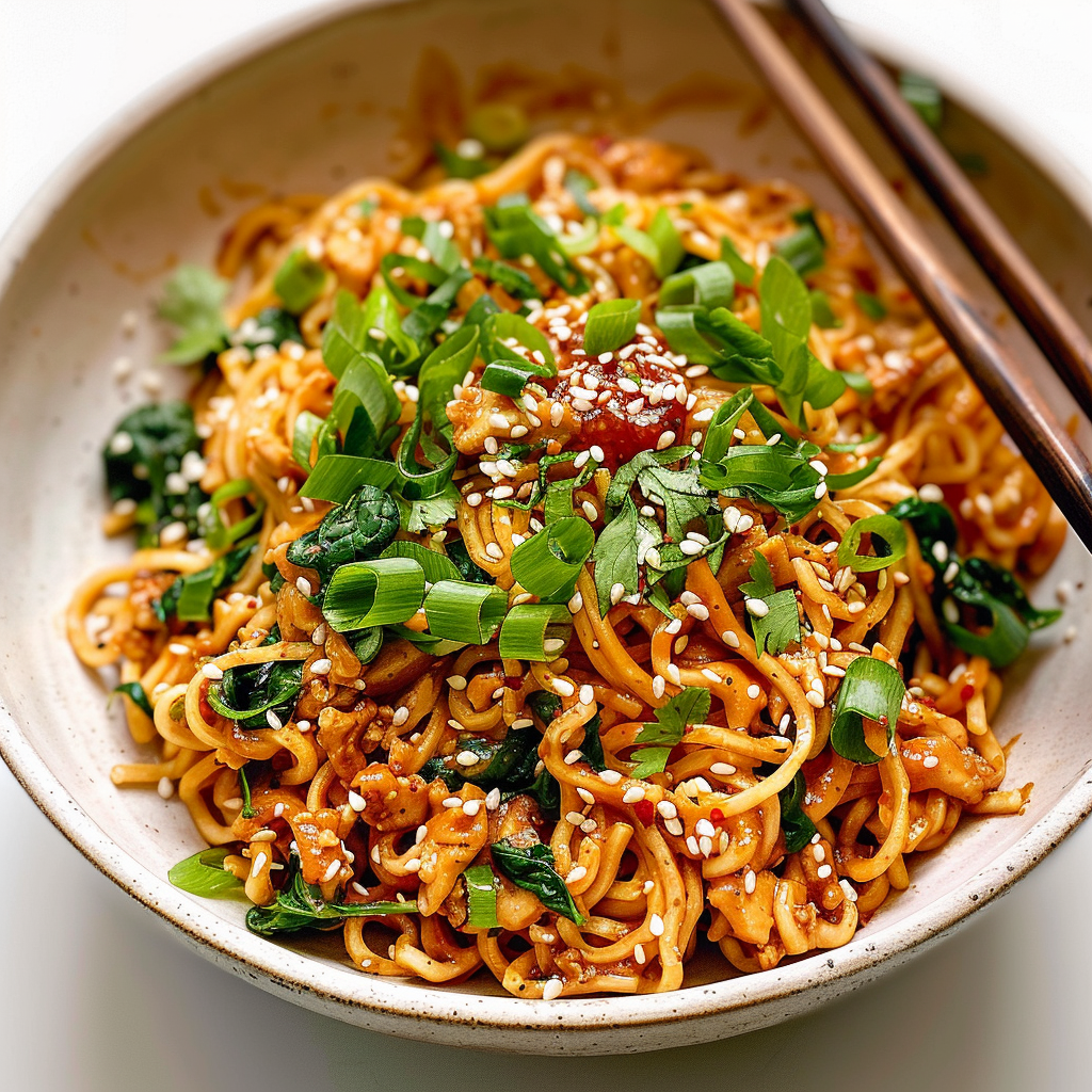 Saucy Gochujang Noodles with Chicken