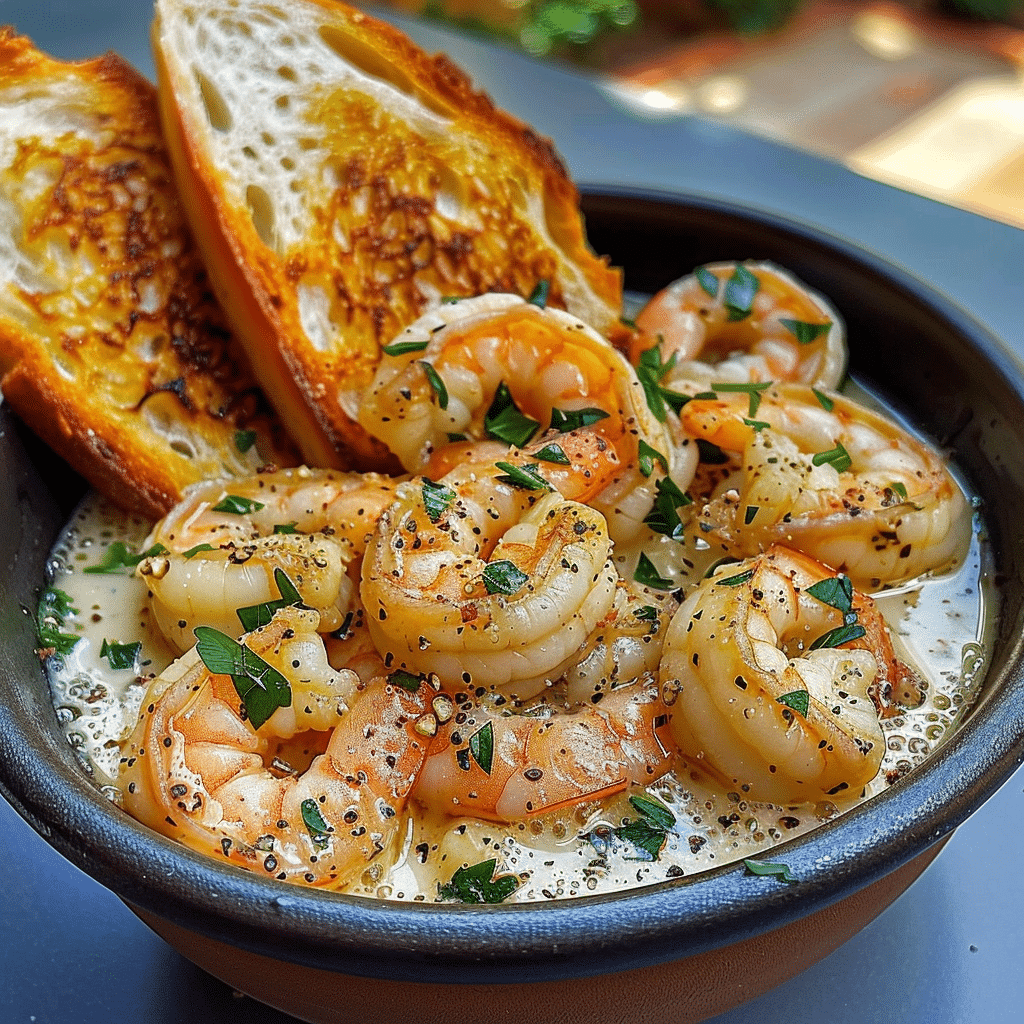 Shrimp Scampi Bowls with Garlic Bread 1