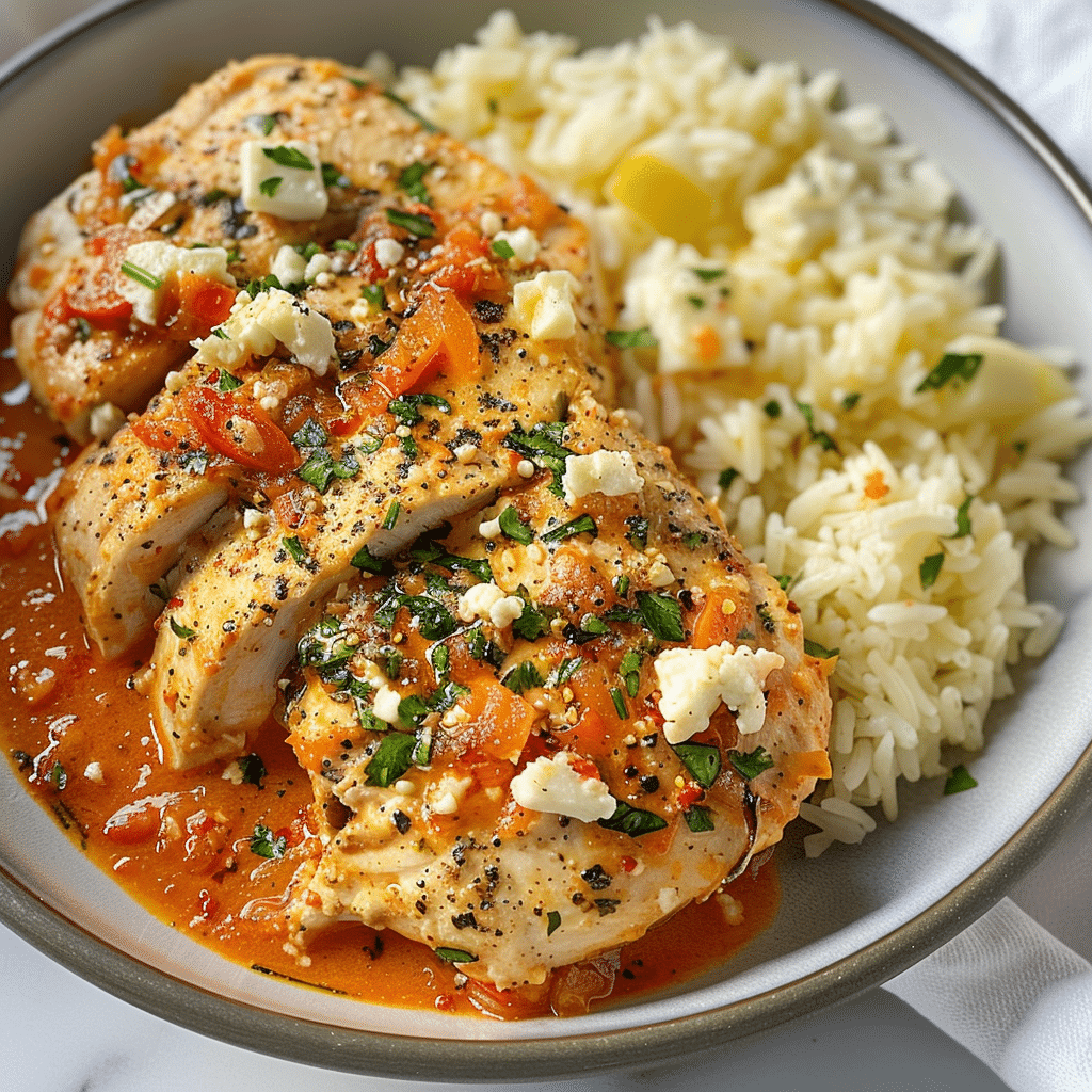 Spicy Feta Chicken with Lemon Rice 4 Spicy Feta Chicken with Lemon Rice 1