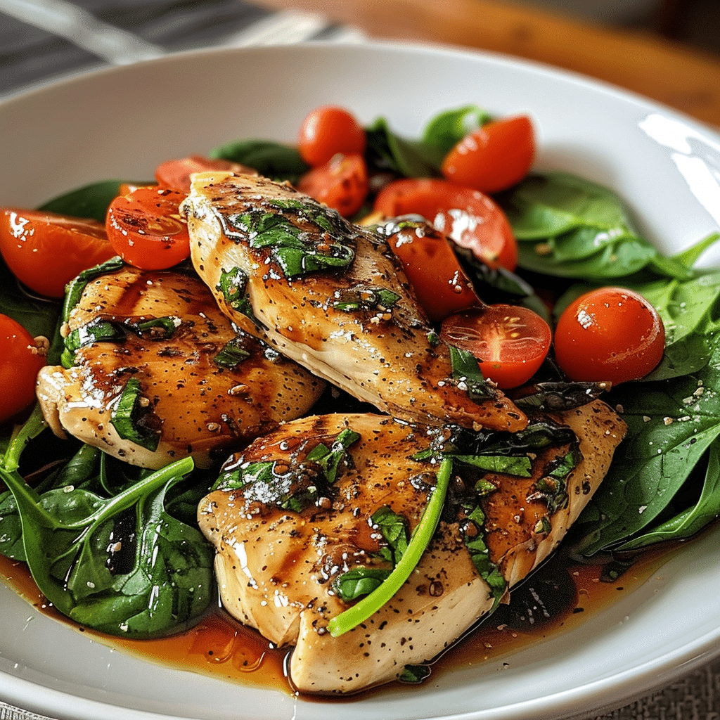Balsamic Chicken Breast with Spinach and Tomatoes