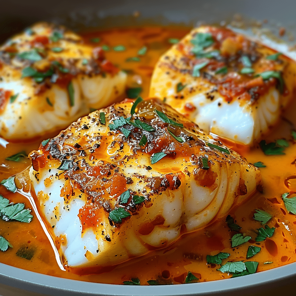 Cod in Roasted Red Pepper Sauce 4 Cod in Roasted Red Pepper Sauce 1