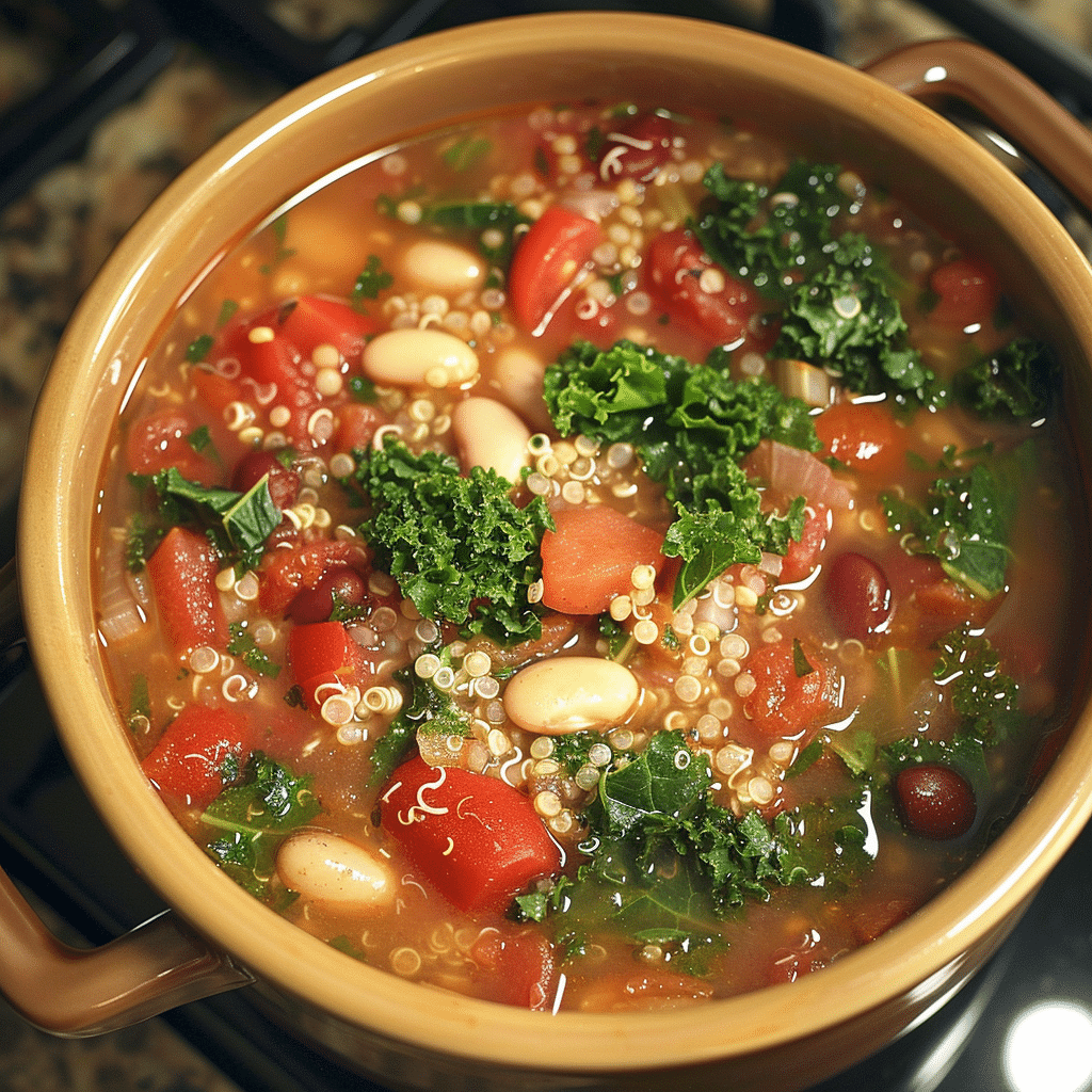Hearty Slow Cooker Tomato Kale Quinoa Soup 1