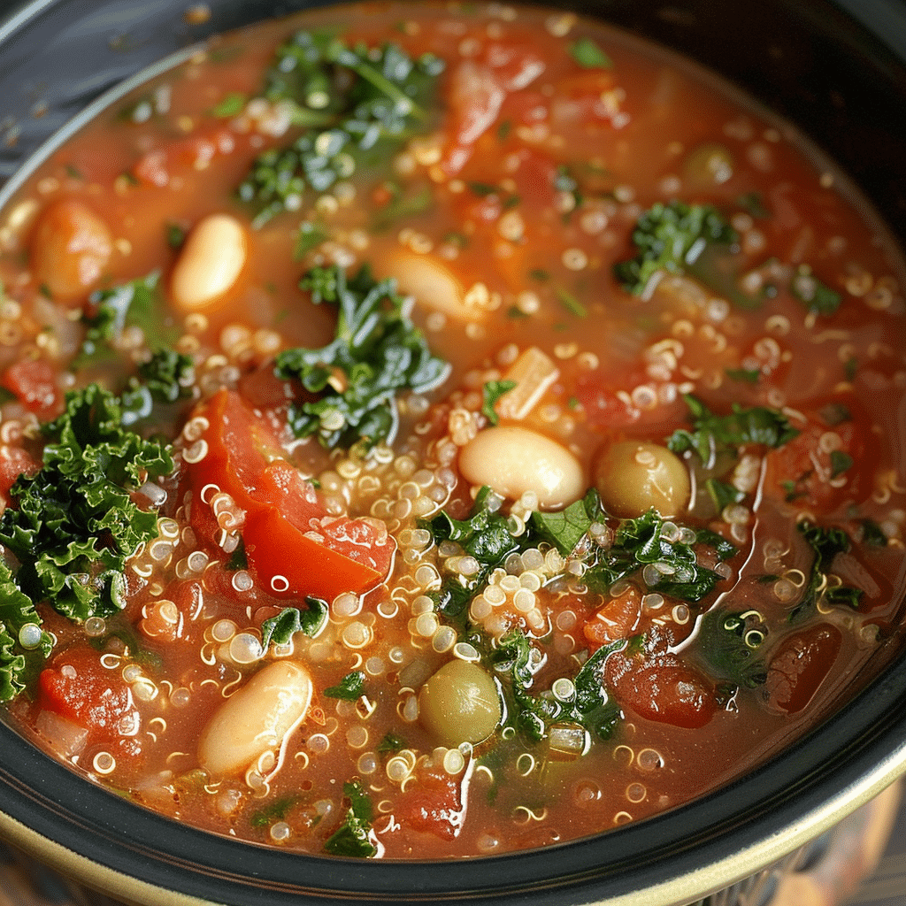 Slow Cooker Tomato, Kale & Quinoa Soup 4 Hearty Slow Cooker Tomato Kale Quinoa Soup