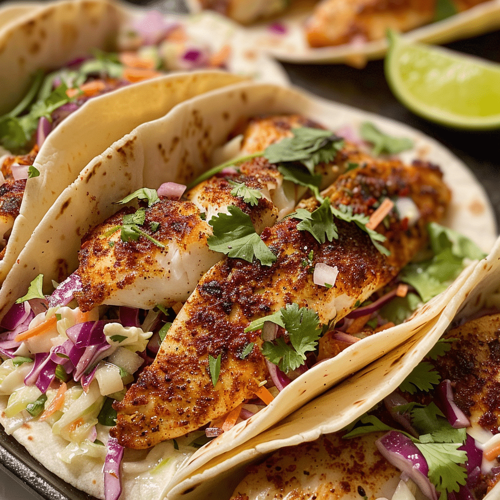 Air Fryer Fish Tacos with Cilantro Lime Slaw