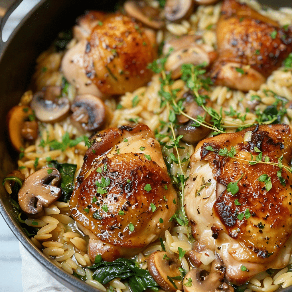 One Pot Chicken and Mushroom Orzo 4 One Pot Chicken and Mushroom Orzo