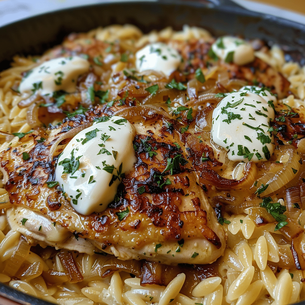 French Onion Chicken Orzo