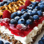 Red White and Blue Pretzel Salad