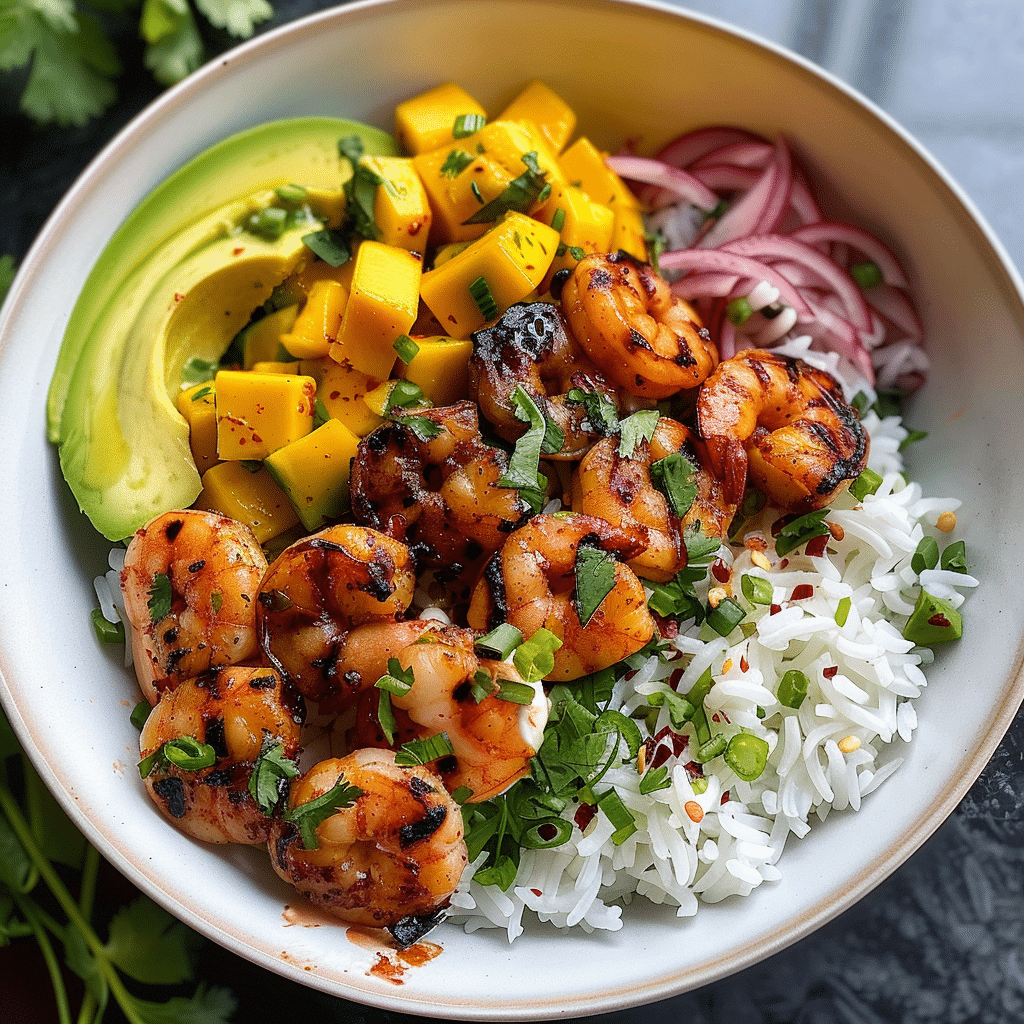Shrimp and Avocado Bowls with Mango Salsa