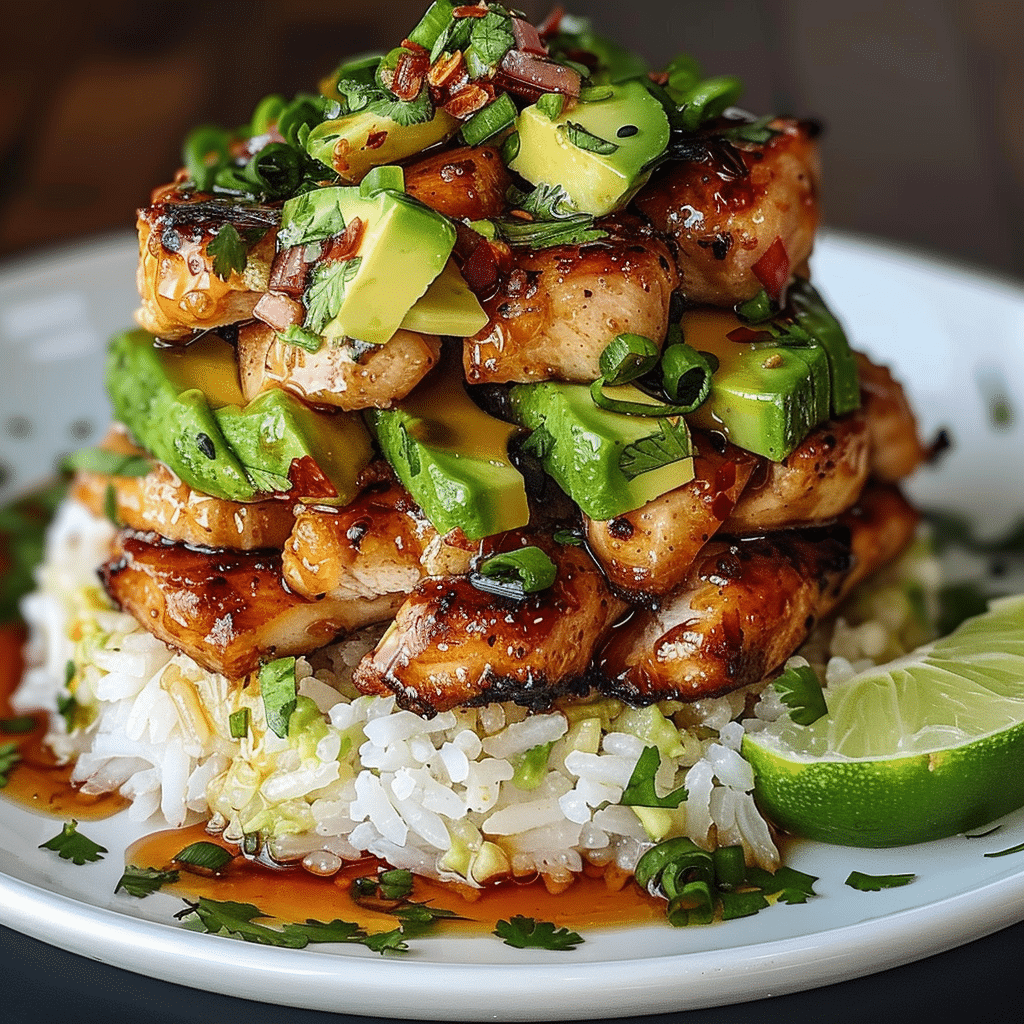 Honey Lime Chicken and Avocado Rice Stack b